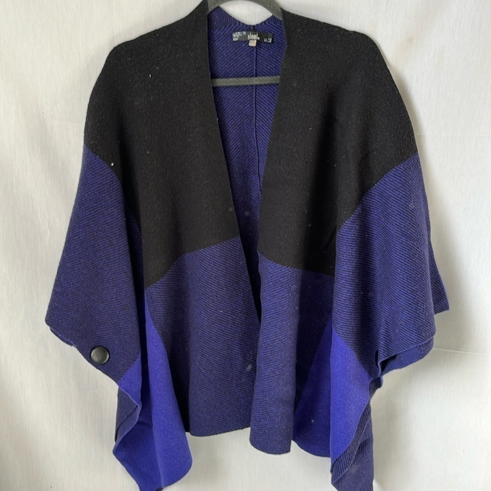 Sioni Shaw , Cardigan , Wrap Open Front Black & Blue